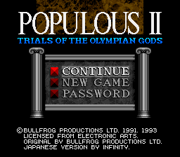 Populous 2 - Trials Of The Olympian Gods — écran titre