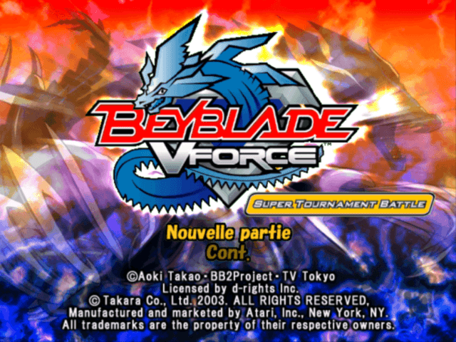 Beyblade - Vforce — écran titre