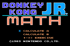 Animal Crossing - Donkey Kong Jr. Math — écran titre
