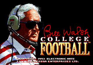 Bill Walsh College Football — écran titre