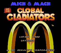 Mick And Mack As The Global Gladiators — écran titre