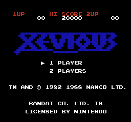 Xevious — écran titre