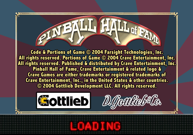 Pinball Hall Of Fame - The Gottlieb Collection — écran titre