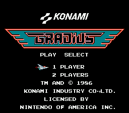 Gradius (NES) — écran titre