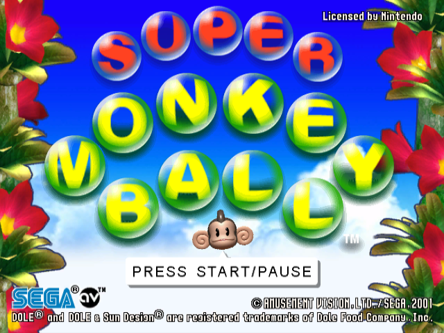 Super Monkey Ball — écran titre